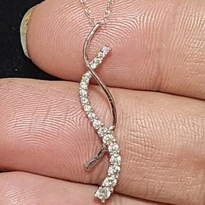 10k White Gold Italian Diamond Journey String Necklace